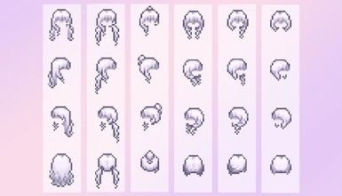 Luny's Hair Salon for FS at Stardew Valley Nexus - Mods and community Stardew Valley Fashion Sense Mods, Stardew Valley Hair Mod, Stardew Valley Hair, Stardew Valley Tips, Mod Hair, New Hairstyles, Stardew Valley, Free Plan, Fashion Sense