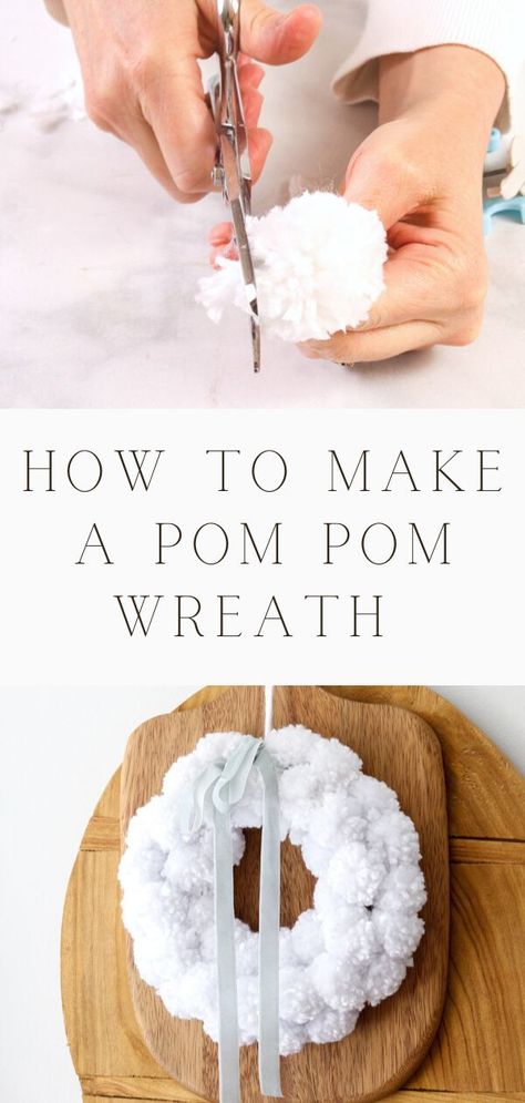 Easy step by step instructions on how to make a pom pom wreath. Here are steps on how to make a pom pom using a pompom maker and steps on how to attach the pom poms to a wreath form. This yarn decoration is perfect for pom pom wreath christmas, easter, valentine's day, fourth of july, fall, autumn, halloween or any holiday. The best pom pom yarn balls tutorial. A great pom pom crafts DIY. Come see pictures on making pom poms. Rudolph Pom Pom Wreath, Reindeer Pom Pom Wreath, Spring Pom Pom Wreath, Pom Pom Crafts Diy, Making Pom Poms, Christmas Pom Pom Crafts, Pom Pom Yarn, Pompom Maker, Yarn Animals