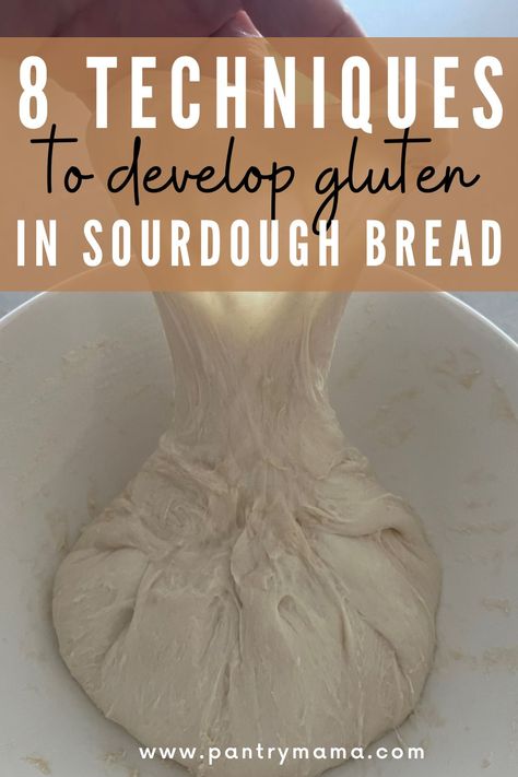 8 techniques you must know to develop gluten in sourdough bread including stretch and fold, coil folds, dough wrapping and lamination. Pantry Mama Sourdough, The Pantry Mama, Pantry Mama, Bread Tips, Bake Sourdough Bread, Beginner Sourdough, Starter Sourdough, Easy Sourdough Bread Recipe, Pretzel Dough