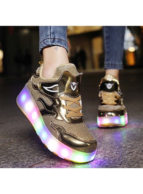 These LED sneakers are excellent, comfortable to wear / stylish style, your baby can also wear them without wheels, super cool and easy to learn to ride.

Features:
1. Adjustable Wheels: Retractable rear wheel, can be used as a sports shoe.
2. Type: automatic models with invisible safety button.
They're faster and cooler than the rest when you have them. Very comfortable and very comfortable, it is a good gift for your children or your best friends.

Note:
Size: As measurements are taken by hand Shoes With Wheels, Kids Roller Skates, Roller Skate Shoes, Light Fashion, Roller Shoes, Flash Light, Roller Skate, Girls Sneakers, Formal Shoes