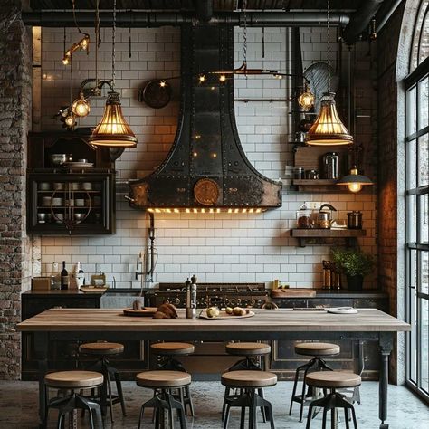 Crafting an Industrial Fantasy with Steampunk Interior Design • 333+ Inspiring Lifestyle Ideas Steampunk Interior Design, Steampunk Bedroom, Steampunk Kitchen, Steampunk Interior, Industrial Chic Kitchen, Inspiring Lifestyle, Industrial Chic Style, Steampunk Aesthetic, Steampunk Theme