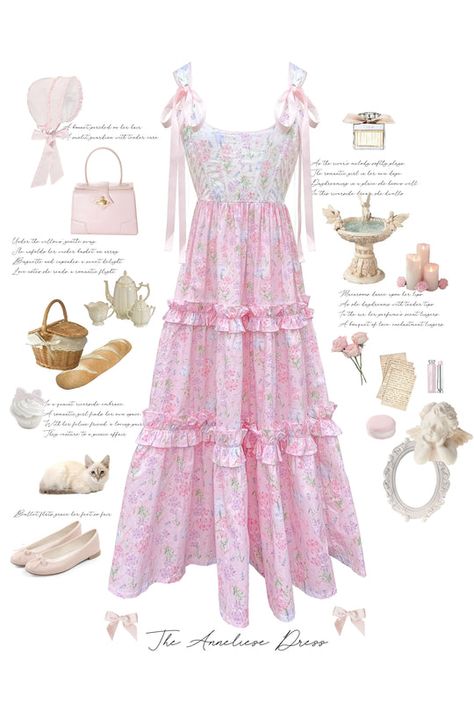 Look Rose, Girls Floral Dress, Cottagecore Fashion, Garden Party Dress, Garden Dress, Floral Outfit, In Full Bloom, Pink Outfits, Tier Skirt