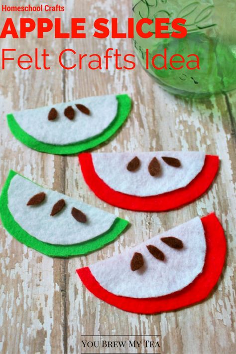 Felt Crafts For Kids, Felt Crafts Kids, Felt Apple, Easy Felt Crafts, Felt Kids, Felt Craft Projects, Apple Activities, Apple Craft, Homeschool Crafts