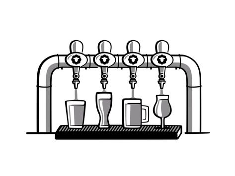 Beer Taps by Aleksandar Savic on Dribbble Beer Tap Drawing, Draft Beer Bar Design, Beer Sketch, Draft Beer Bar, Beer Bar Design, Chalkboard Beer, Tap Beer, Craft Beer Design, Easy Tattoo