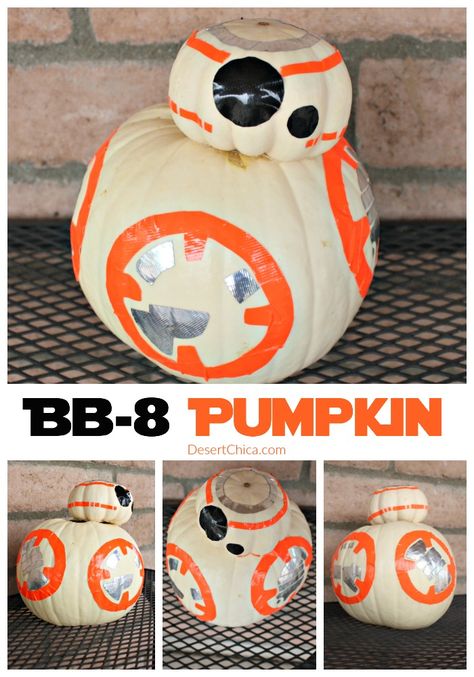 Easy Star Wars BB-8 Pumpkin, no carving is neccesary just duct tape and a glue gun. Bb8 Pumpkin, Halloween Deserts, Hallowen Ideas, Star Wars Bb8, Star Wars Halloween, Halloween Pumpkins Painted, Bb 8, Theme Halloween, Creative Halloween Costumes