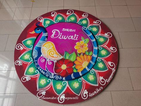 Better late than never.. Capturing the vibrant hues of Diwali with a peacock-themed rangoli at Lohana Mahajan Mandal Nairobi. ! 🎨��🪔 #DiwaliCelebration #PeacockRangoli #NairobiDiwali #anamikasrangavalli #DiwaliAlbumVibes #peacocktheme #peacockrangoli #newrangoli #colourfulrangoli Theme Rangoli, Peacock Rangoli, Peacock Theme, Diwali Rangoli, Free Hand Rangoli Design, Free Hand Rangoli, Diwali Celebration, Better Late Than Never, The Peacock