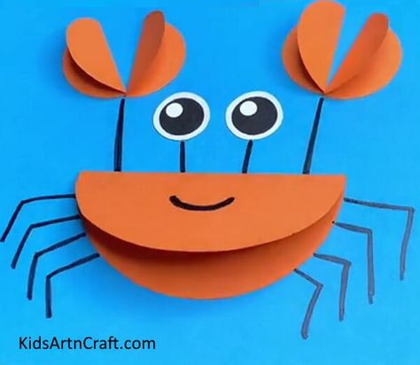 DIY Paper Circle Crab Tutorial For Kids Check more at https://www.kidsartncraft.com/diy-paper-circle-crab-tutorial/ Paper Circle, Rock Beach, Vbs 2024, Diy Paper, Crab, For Kids, Art