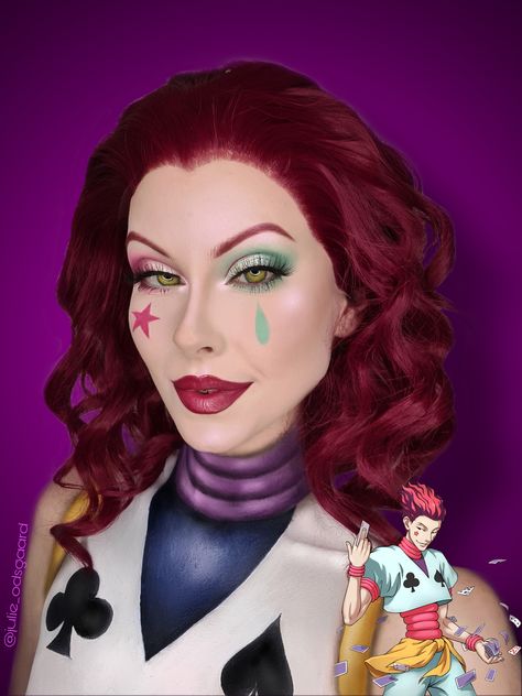 Hisoka Costume, Magician Makeup, Hisoka Makeup, Hisoka Cosplay, Genderbend Cosplay, Hunter Character, Hunter X Hunter Manga, Anime Makeup, Avant Garde Makeup