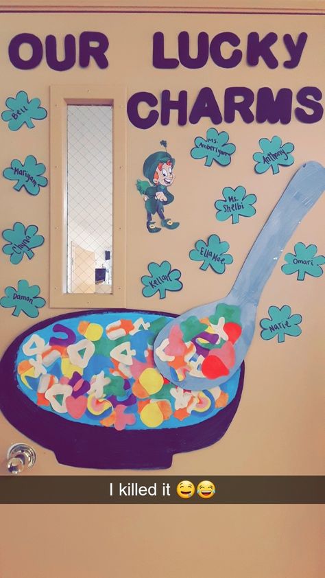 Daycare Door Ideas, Leprechaun Classroom, Valentines Door Decorations Classroom, Classroom Window Decorations, Preschool Classroom Themes, Door Decorations Classroom Christmas, Birthday Board Classroom, St Patties, Teacher Themes