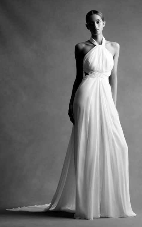 Brandon Maxwell Bridal M'O Exclusive: Chiffon Cross Back Gown Goddess wedding dress! #affiliate High Neck Halter Wedding Dress, High Neck Wedding Dresses, Halter Neck Wedding Dress, Halter Wedding, How To Dress For A Wedding, Halter Wedding Dress, High Neck Wedding Dress, Luxury Look, Neck Wedding Dress