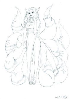 ArtStation - 九尾狐, Chang Hwan Chung(C.C.H) Kitsune Drawing Sketch, Kitsune Tail Drawing, 9 Tailed Fox Drawing, Kitsune Shrine, Kitsune Drawing, Demon Dnd, Fox Tattoo Design, Fox Drawing, Fox Art