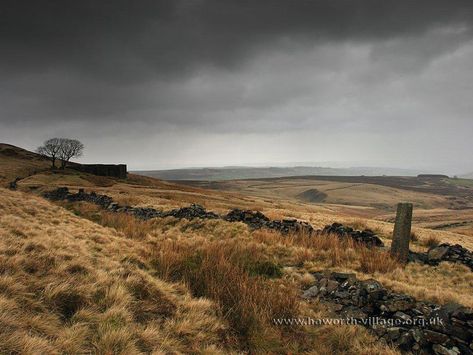 Haworth moore -- home of the Bronte sisters Catherine Earnshaw, The Bronte Sisters, Brontë Sisters, Home Village, Emily Brontë, Bronte Sisters, Dry Stone Wall, Wuthering Heights, Storm Clouds