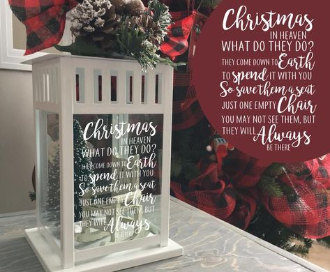 Christmas Memorial Lanterns, Heaven Chair, Christmas In Heaven Poem, Christmas In Heaven Lantern, Christmas In Heaven Ornament, Reindeer Plate, Memorial Lanterns, Lantern Gift, Loved One In Heaven