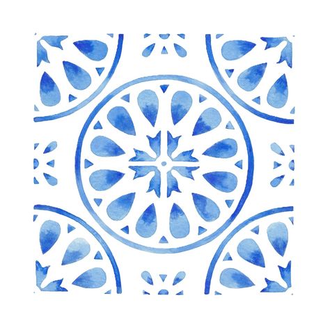 These little watercolor paintings done in the style of Mediterranean tiles were so much fun to make! All of these are available on Fine Art America right now! Link in bio!! #mediterranean #summerblues #greek #mediterraneantiles #watercolorpaintings #summer #blues #paintings #fineartamerica Mediterranean Pattern Design, Greek Tile Pattern, Little Watercolor Paintings, Greek Prints, Portugal Tattoo, Greek Tiles, Mediterranean Pattern, Greek Print, Blue Tile Patterns