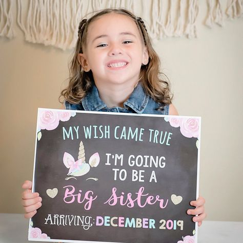 Unicorn Pregnancy Announcement Going to be a big sister | Etsy Expecting Photoshoot, Pregnancy Announcement Big Sister, Pregnancy Announcement Sibling, Sister Announcement, Big Sister Announcement, Baby Announcement Pictures, Cute Pregnancy Announcement, Pregnant Halloween, Second Pregnancy