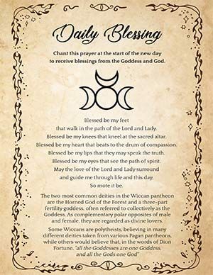 Wake up Blessed with a Morning Wiccan chant. This is a short daily prayer to the Goddess and God for happiness, inspiration, and protection. "Blessed be" is used as a standard way of greeting each other among Neopagans and also used as a general expression of blessing during ritual. It invokes the protection of the Divinity/God/Goddess and their Spirit over a person, a place, or a thing. 🙌 Wiccan Birthday Blessing, Morning Spells Wicca, Prayers For Witches, Writing A Spell, Wiccan Chants And Spells, Prayers To The Goddess, Wiccan Rituals For Beginners, Morning Spells, Witchcraft Prayers