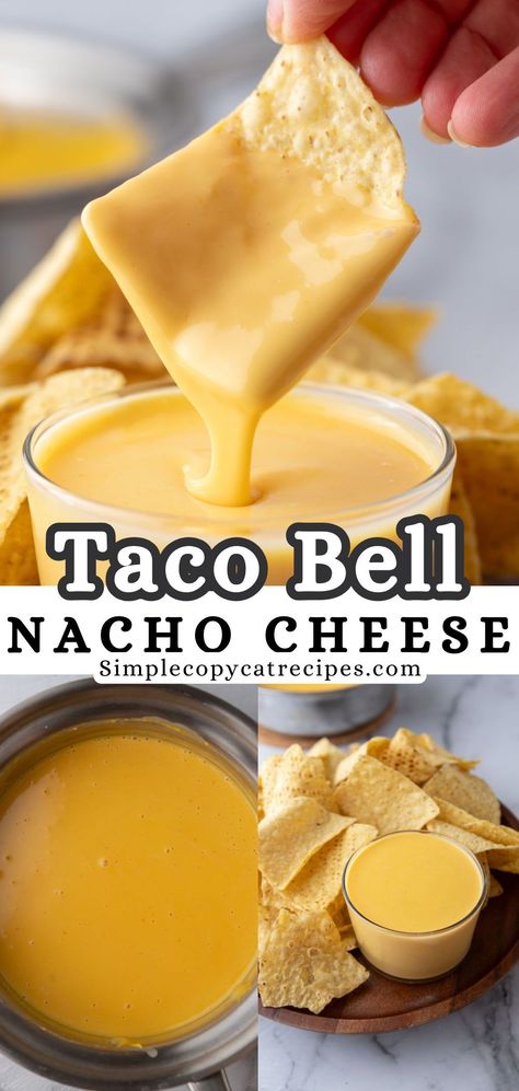 If you love the Taco Bell nacho cheese sauce that you get with a side of tortilla chips or even with those perfectly seasoned French fries, then I got you covered with a smooth and delicious cheesy dip that will remind you of that. This Taco Bell nacho cheese recipe only requires a handful of ingredients to make and will give you the best fast food cheese dip to satisfy that craving! Taco Bell Nacho Cheese, Nacho Cheese Recipe, Seasoned French Fries, Fedtforbrændende Mad, Nachos Cheese Recipe, Cheesy Dip, Nacho Cheese Sauce, Best Fast Food, Dip Recipes Easy