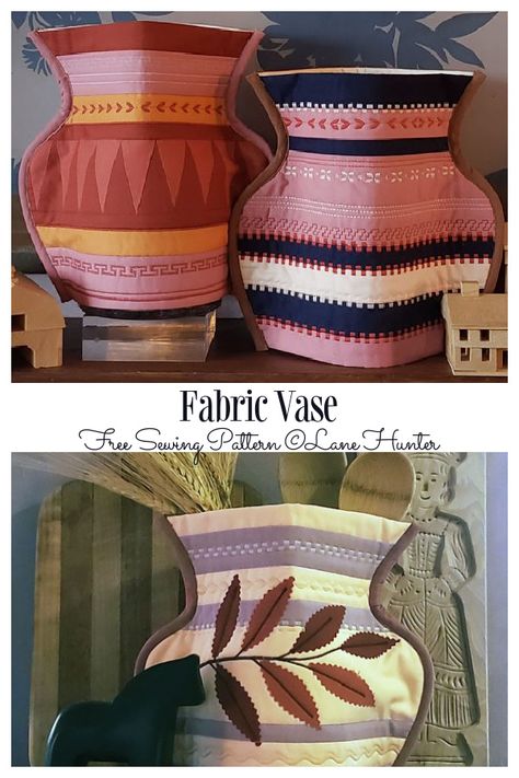 Fabric Vase Pattern, Diy Fabric Boxes Free Pattern, Fabric Vases Tutorial, Upholstery Fabric Projects Easy Diy, Fabric Vase, January Projects, Upholstery Fabric Projects, Fabric Art Diy, Fabric Sewing Patterns