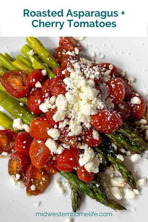 Roasted asparagus and cherry tomatoes with balsamic vinaigrette is an easy side dish that celebrates the fresh flavors of spring. It takes just a few minutes to prep and ten minutes in the oven, so it’s perfect for weeknight dinners, but special enough for company. Asparagus And Cherry Tomatoes, Recipe For Asparagus, Hot Dog Appetizers, Steamed Asparagus, Weeknight Dinner Recipes Easy, Roasted Cherry Tomatoes, Easy Holiday Recipes, Easy Side Dish, Hearty Dinner