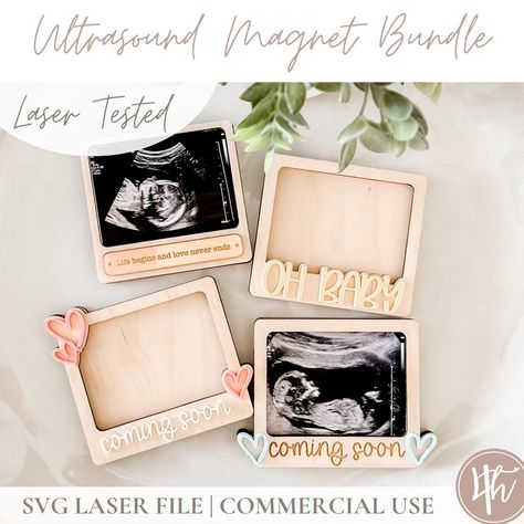 Ultrasound Fridge Magnet Bundle SVG | Coming Soon | Oh Baby | Baby Announcement | Glowforge svg | Laser Files | Pregnancy Announcement SVG Laser Photo Frame, Baby Laser Cut Ideas, Laser Svg Files, Xtool P2 Projects, Glowforge Projects To Sell, Laser Products, Glowforge Projects, Baby Announcement Photoshoot, Baby Ultrasound