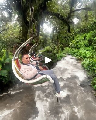 The Floating River Chair Experience | Enjoying the beautiful scenery on this magical ride 🌴  🌊 | By UNILADFacebook Floating River, Date Spots, Travel Overseas, River Float, Town Planning, Sukabumi, Romantic Destinations, Fun Travel, Travel Asia