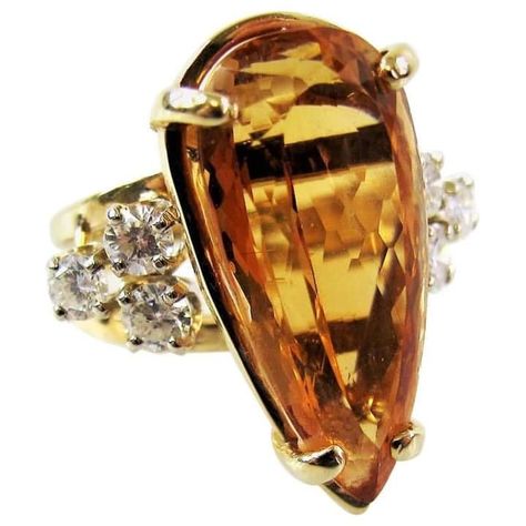 Luxury Pear-shaped Topaz Ring For Formal Occasions, Imperial Topaz Ring, Topaz And Diamond Ring, Orange Ring, Cut Orange, Citrine Jewelry, Diamond Cocktail Ring, Imperial Topaz, Topaz Jewelry