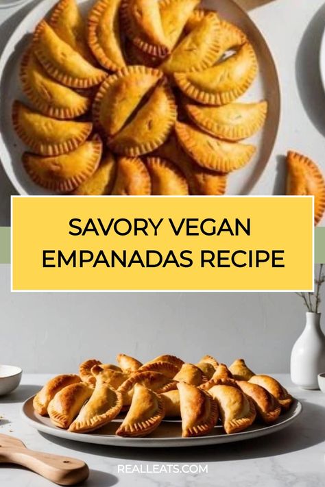 Savory vegan empanadas arranged on a plate. Vegan Empanadas Recipe, Lentil Empanadas, Vegan Empanadas, Vegetarian Empanadas, Mushroom Stuffing, Vegan Muffins, Measuring Ingredients, Appetizers Recipes, Empanadas Recipe