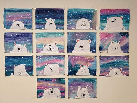 Winter Kunst, Winter Art Lesson, First Grade Art, Polar Bear Art, Christmas Art Projects, Church Easter Decorations, Winter Art Projects, Winter Kindergarten, Winter Preschool