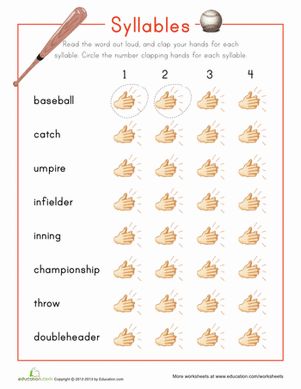 Combine baseball practice with syllable practice with this sporty worksheet. Second Grade Phonics, Syllables Activities, Baseball Practice, Multisyllabic Words, Phonics Song, Reading Assessment, Worksheets For Kindergarten, English Worksheets For Kids, Learning Worksheets