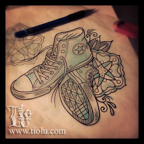 Tattoos by Tio-Lu Chuck Taylor Tattoo, Sneaker Tattoo, Converse Tattoo, Dave Tattoo, Taylor Tattoo, Adam Tattoo, Shoe Tattoos, Chuck Taylor Shoes, Black Lotus