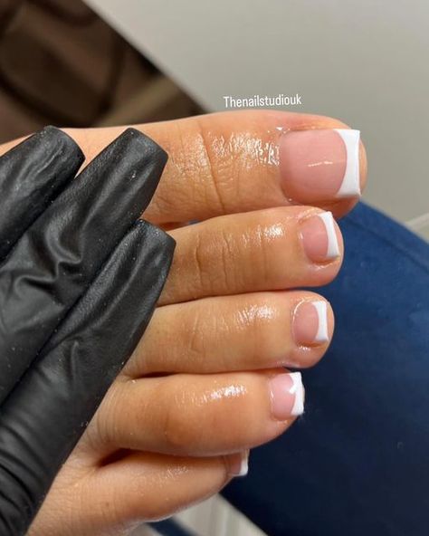 THENAILSTUDIOUK on Instagram French Toes, French Pedicure, Pedicure Colors, Acrylic Toes, Acrylic Toe Nails, Square Nail Designs, Work Nails, French Nail Designs, Y2k Nails