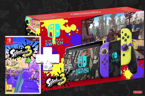 nintendo switch + splatoon 3 edition packaging [fanmade] Splatoon Nintendo Switch, Splatoon Aesthetic, Nintendo Switch Splatoon, Switch Accessories, Splatoon 3, Gadgets Technology, Nintendo Switch Accessories, Gaming Stuff, School Project