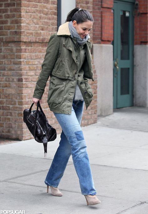 Army Jacket Women Outfit, Jacket Women Outfit, Army Jacket Women, Military Inspired Outfit, Kate Holmes, Katie Holmes Style, Military Inspired Fashion, Style Influencers, Style Council