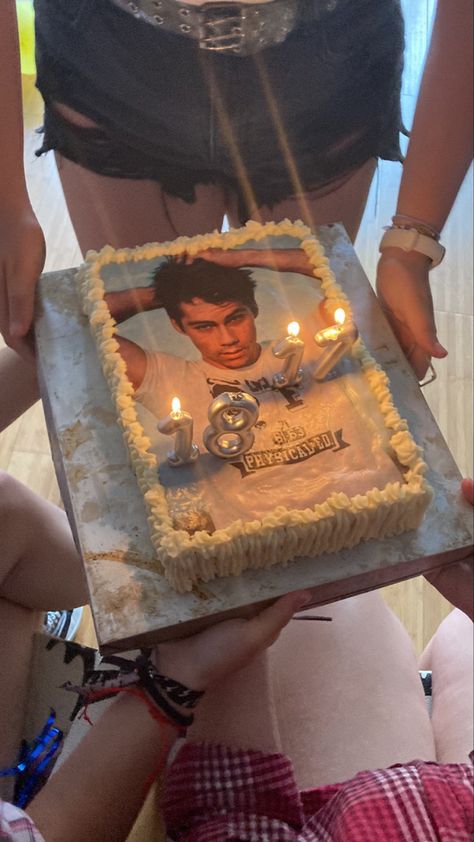 Celebrity Crush Birthday Cake, Here Me Out Cake, Celeb Crush Cake, Celebrity Crush Cake, Celebrity Cake, Crush Cake, Dylan Obrien, Smash Cake Boy, 18th Birthday Cake