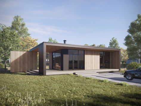 This is a modern tiny house plan with 1 bedroom for a country holiday. Also, this small house can be a great guest house or a modern beach cottage.

Size with porch: 47'-5"x 18'-11"
Living area: 366 sq.ft
Total area (with porch): 807 sq.ft

FEATURES
Ground Floor:
Kitchen+Dining+Living; Bathroom; Laundry; Master bedroom Garden Annexe, Tiny Beach Cottage, Adu Plans, Modern Beach Cottage, Container Shops, Cottage English, Tiny Home For Sale, Tiny House Kits, Living Bathroom