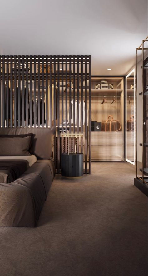 Spavaca Soba, Bedroom Divider, Luxury Closets Design, Bed In Closet Ideas, Bedroom Closet Design, Luxury Bedroom Master, Bedroom Decor Design, غرفة ملابس, Bed In Closet