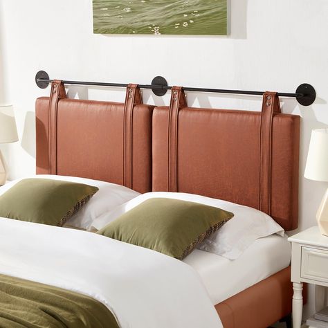 PRICES MAY VARY. 【 Selected Materials 】Modern wall-mounted headboard king in brown faux leather and vintage brown faux leather straps, designed for Cal-king or king-size beds. The interior is filled with a high elastic sponge, which brings you extreme comfort and effectively relieves fatigue. It contains a solid wood frame and all sides are wrapped in soft wrap for durability. 【Easy to Assemble】Open the zipper on the back of the king headboard, all tools and instructions are included, mounting t Leather Upholstered Headboard, Wall Mounted Headboard, Mounted Headboard, Wall Mounted Headboards, Bedroom Brown, Cama King Size, Leather Headboard, Cama King, Padded Headboard