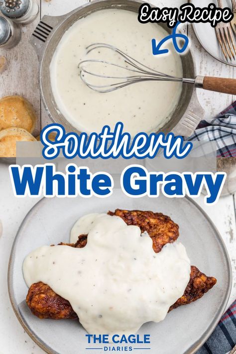 Southern White Gravy Recipe, Southern White Gravy, White Gravy Recipe, Southern Fried Pork Chops, Gravy Fries, Country Sausage Gravy, Classic Old Fashioned, Classic Southern Recipes, Southern Dinner