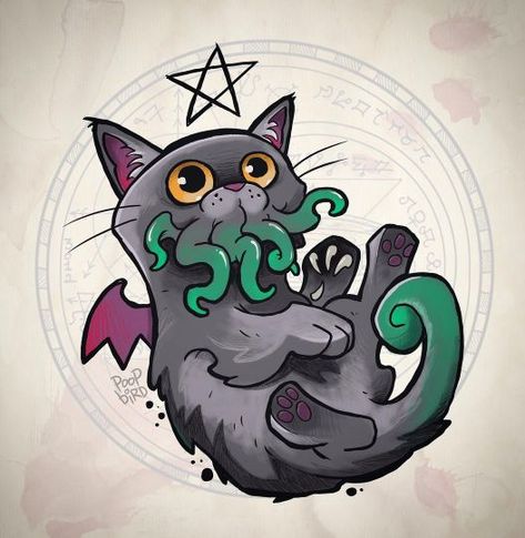 Cathulhu Hp Lovecraft, Cthulhu Mythos, Welcome To Night Vale, Horror Tattoo, New School Tattoo, Call Of Cthulhu, Holding Baby, Kawaii Animals, Love Craft