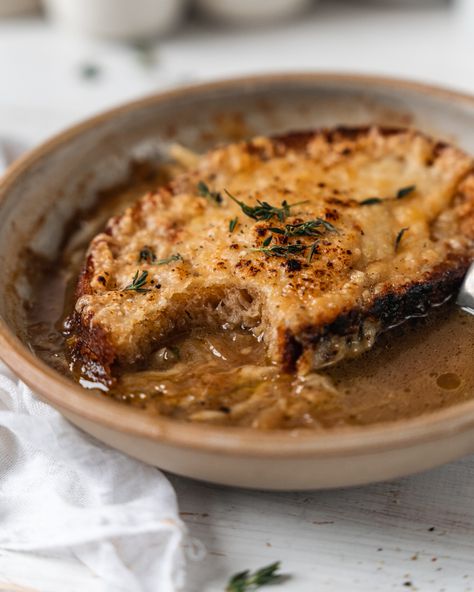 Japanese Onion Soup, Japanese Onion Soups, Parmesan Potato Stacks, Fried Olives, Crispy Parmesan Potatoes, Pumpkin Gnocchi, Parmesan Potatoes, White Miso, Comfort Dishes