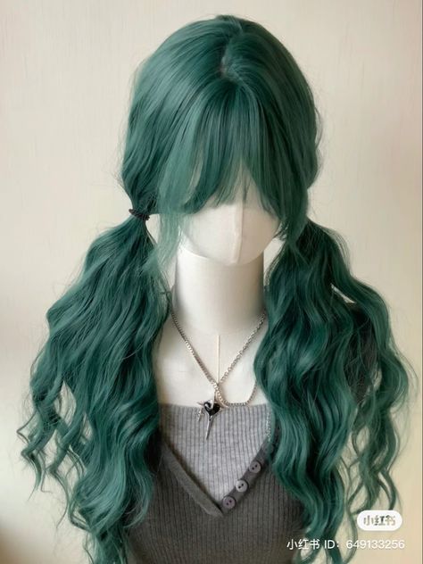 Seaweed Green Hair, Army Green Hair, Sea Green Hair, Cute Green Hair, Long Green Hair, Hair Claim, Hair Stages, Harajuku Hair, Olive Hair