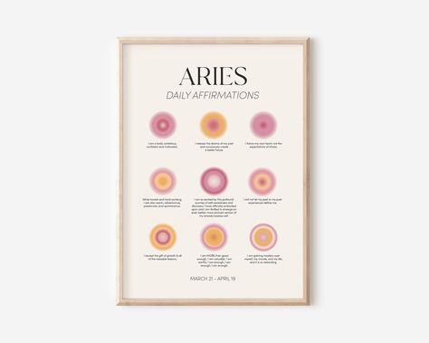 Aries Gift Ideas, Aries Affirmation, Aries Goddess, Aries Poster, Zodiac Wall Art, Aries Art, Zodiac Poster, Affirmation Wall Art, Bday Wishlist