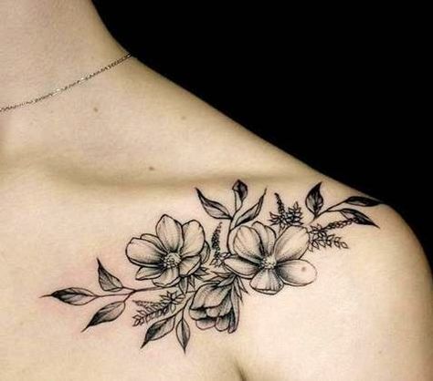 Feminine Shoulder Tattoos, Clavicle Tattoo, Henne Tattoo, Small Shoulder Tattoos, Dotwork Tattoo, Bone Tattoos, Flower Tattoo Shoulder, Tattoos Geometric, Flower Tattoo Sleeve