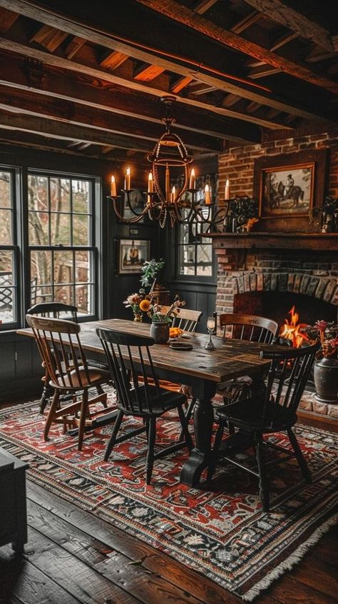 Cozy Gothic Aesthetic, Vintage Homes Interior, Old House Design Interior, Vintage Rustic Interior Design, 19th Century Homes Interior Design, Moody Southern Home, Outlander Inspired Living Room, Earthy Cozy Home, Moody Ranch House