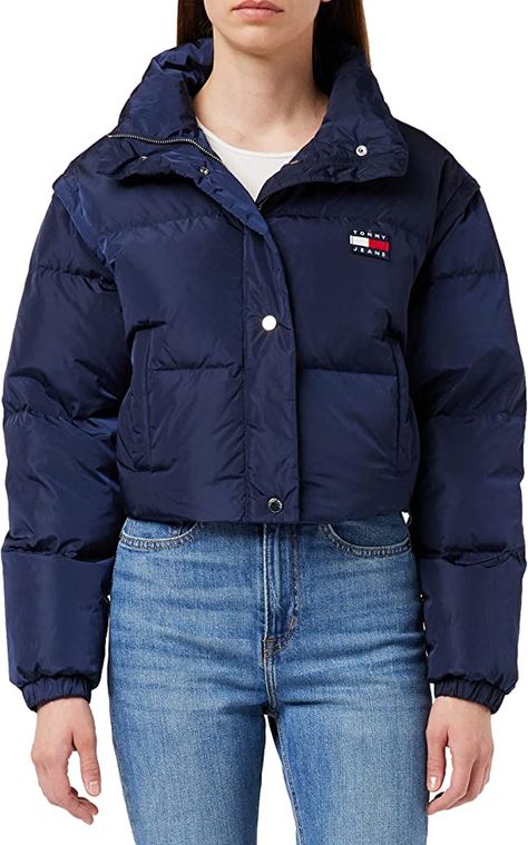 Tommy Hilfiger Jacket Women, Vest Puffer, Tommy Hilfiger Jacket, Crop Vest, Man Pad, Tommy Hilfiger Jackets, Cropped Vest, Tommy Hilfiger Women, Jacket Design