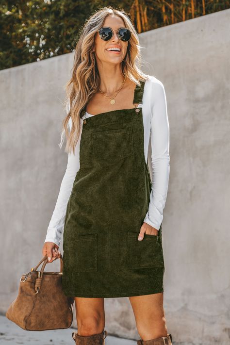 Elevate your casual style with our Corduroy Square Neck Mini Overall Dress! This dress features a classic corduroy fabric and a playful overall design, offering a blend of comfort and trendiness. Product code: CAA05A3J050RR Features:  Corduroy/Woven  Square neck Adjustable straps Front bib pockets Mini Wash Method: Regular Wash Material: 100%POLYESTER. Corduroy Dress Outfit, Bib Dress, Corduroy Overall Dress, Shift Dresses, Adventure Style, Swimwear Beach, Corduroy Dress, Corduroy Fabric, Short En Jean