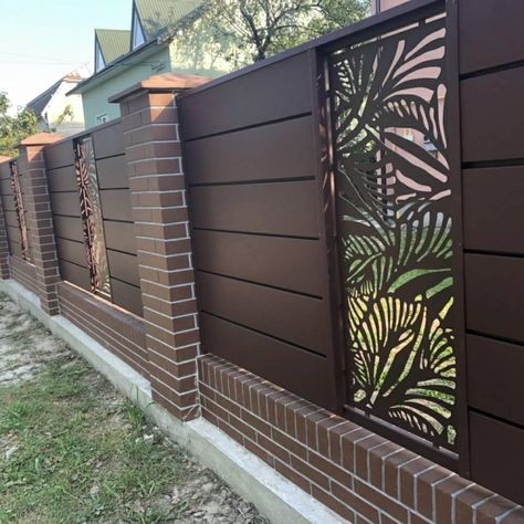 Fence Wall Design Metal, Modern Fence Design Metal Steel Gate, Gate Color Combination, Fence With Plants, Landscape Design Modern, Best Quotation, Fence Wall Design, Stainless Steel Gate, Compound Wall Design