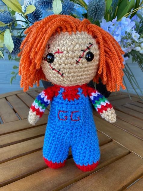 Chucky Doll, Doll Crochet, Freddy Krueger, Be Aware, Crochet Doll, Little Sisters, Nightmare Before Christmas, Handmade Crochet, Crochet Amigurumi