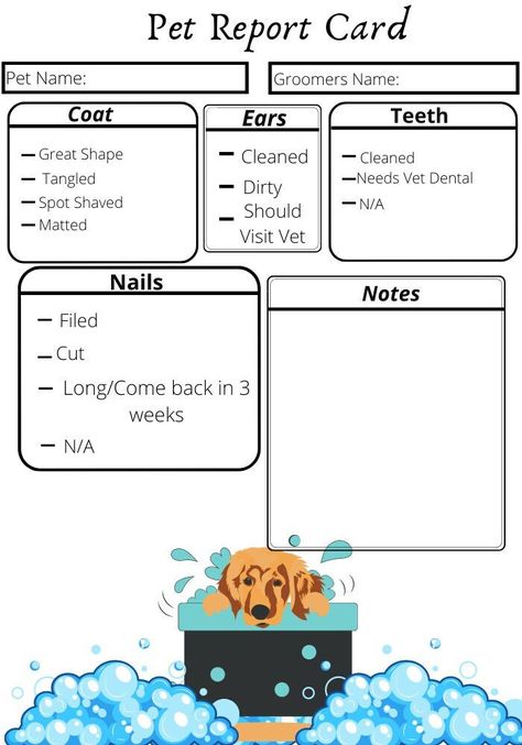 Excited to share the latest addition to my #etsy shop: Grooming Report Card (Pawgress Report Card) #animal #doggrooming #grooming #reportcard #groomingreportcard #pawgresscard #printable #digital #socialmedia Grooming Report Card, Dog Grooming Shop, Grooming Shop, Report Card, Pet Parent, Yorkshire Terrier, Dog Grooming, Pet Owners, Template Printable