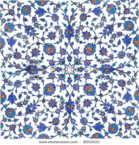 Floral pattern on  tiles in Rustempasa Mosque, Turkey Ottoman Tiles, Islamic Tiles, Turkish Pottery, Iznik Tile, Turkish Tile, Turkish Tiles, Turkish Pattern, Floral Tiles, Turkish Ceramics